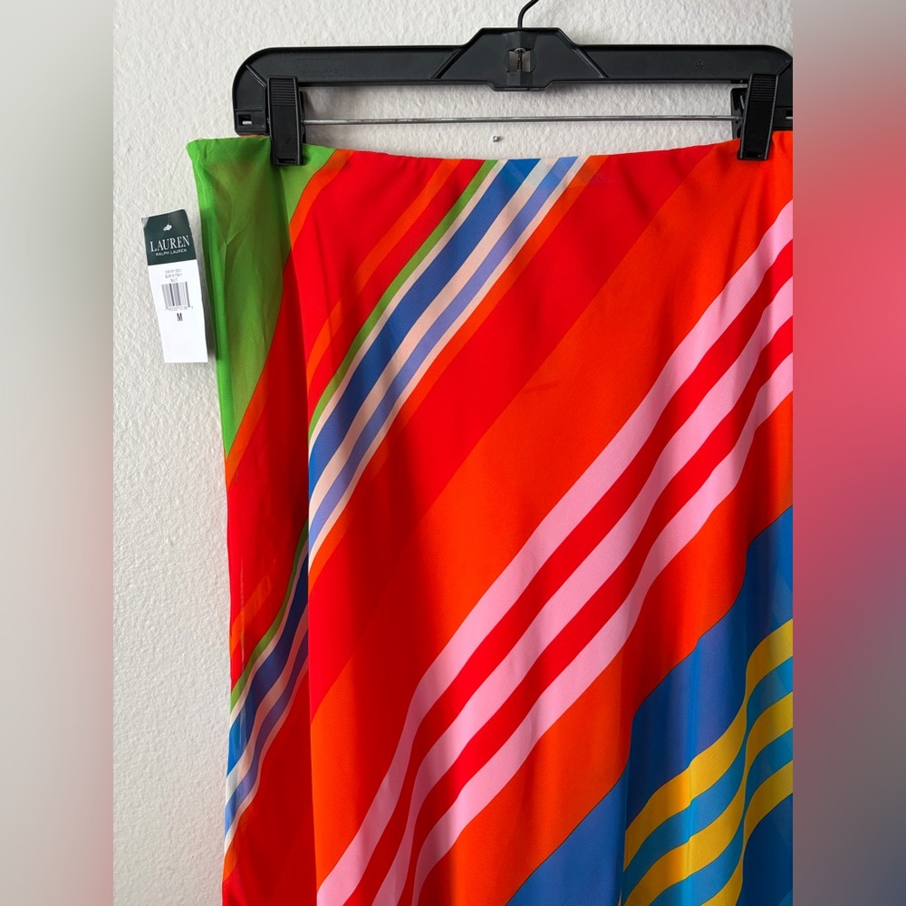 NWT Ralph Lauren Chiffon Variegated Striped Georgette Ruffle Skirt Women Medium - Picture 5 of 12